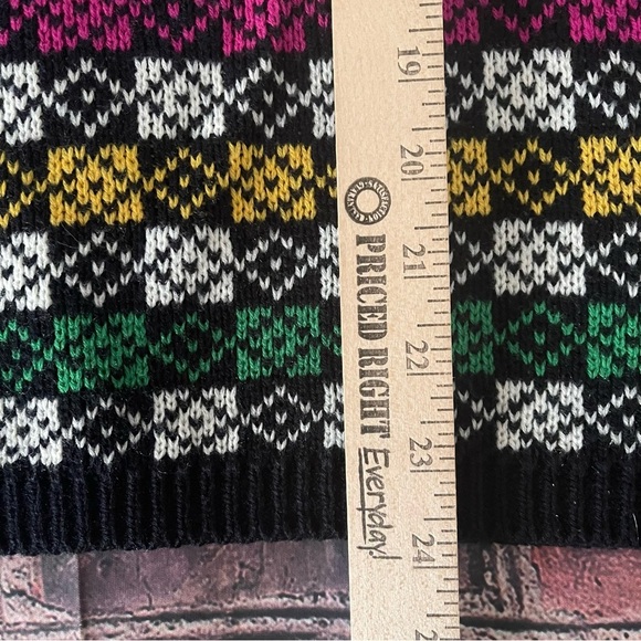 Vintage 90s Sweater Abstract Bold Printed Knit by Jamie Scott Large Crazy Fun - Picture 6 of 6